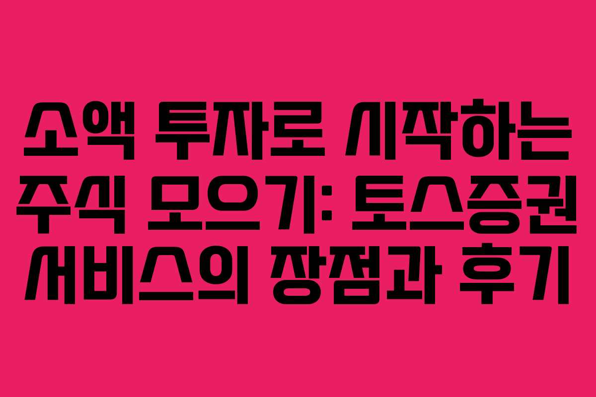 소액 투자로 시작하는 주식 모으기: 토스증권 서비스의 장점과 후기