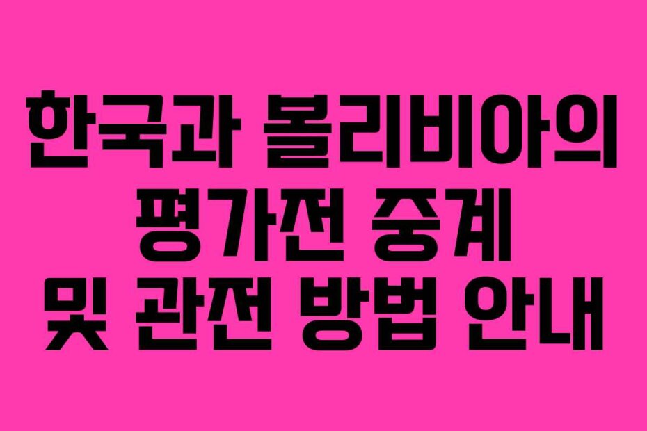 한국과 볼리비아의 평가전 중계 및 관전 방법 안내