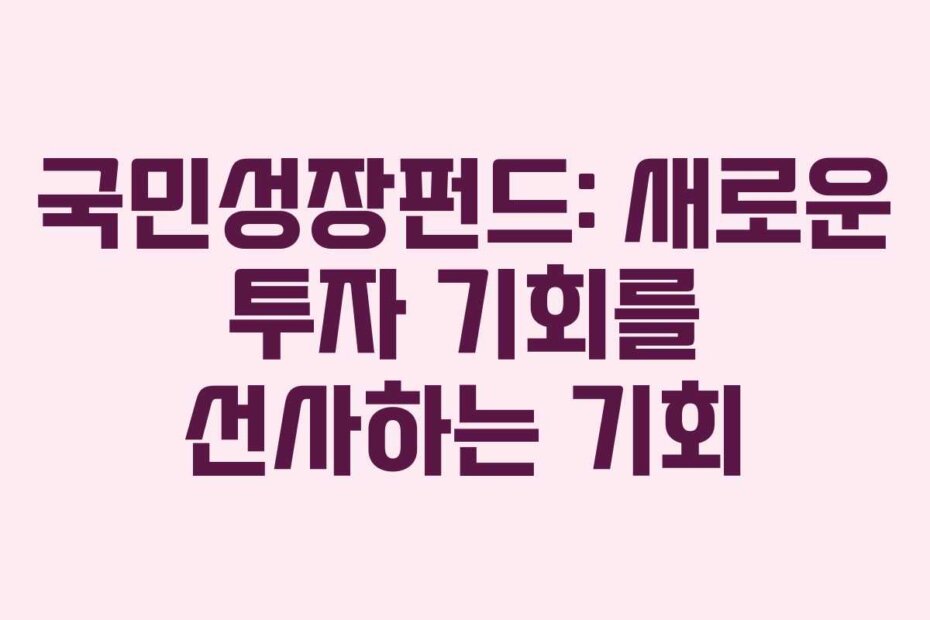 국민성장펀드: 새로운 투자 기회를 선사하는 기회