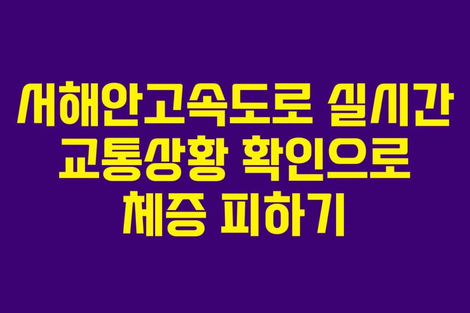 서해안고속도로 실시간 교통상황 확인으로 체증 피하기