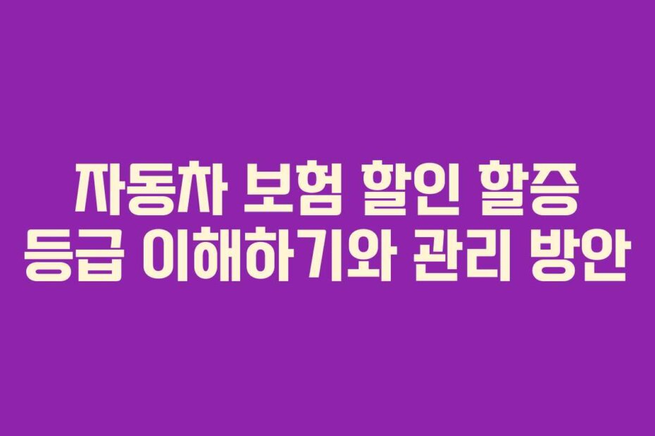 자동차 보험 할인 할증 등급 이해하기와 관리 방안