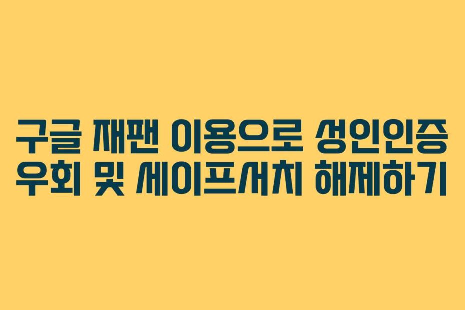 구글 재팬 이용으로 성인인증 우회 및 세이프서치 해제하기