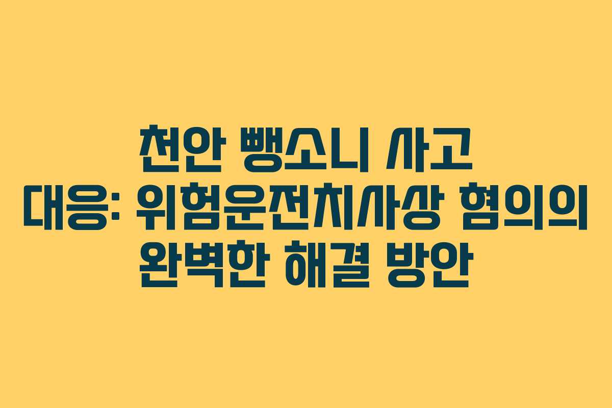 천안 뺑소니 사고 대응: 위험운전치사상 혐의의 완벽한 해결 방안