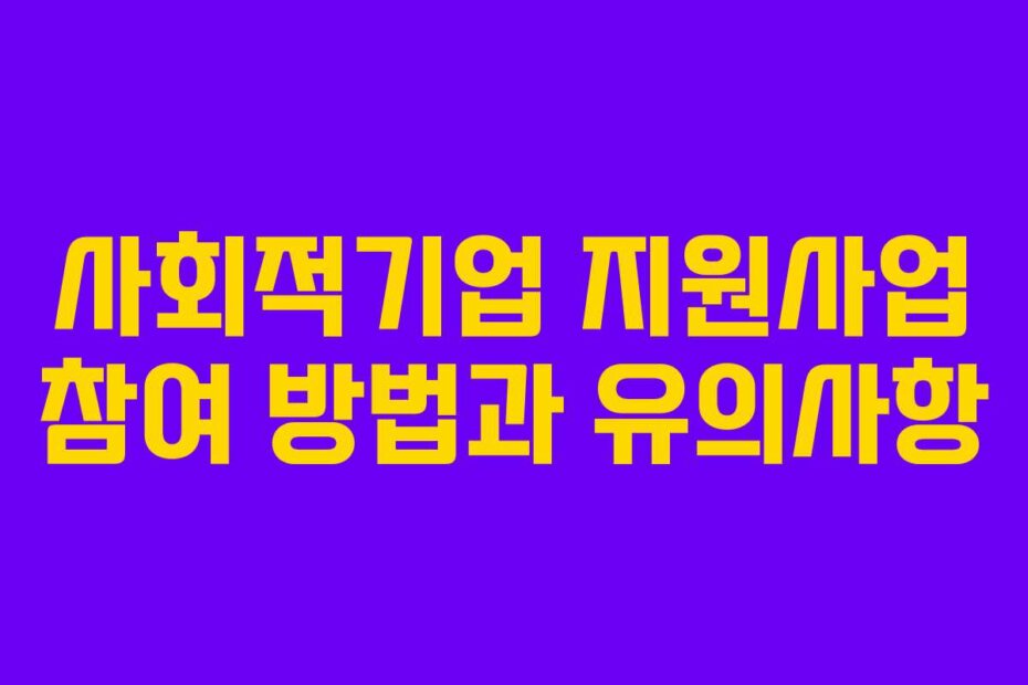 사회적기업 지원사업 참여 방법과 유의사항