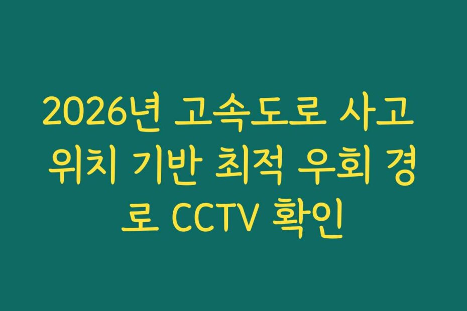 2026년 고속도로 사고 위치 기반 최적 우회 경로 CCTV 확인