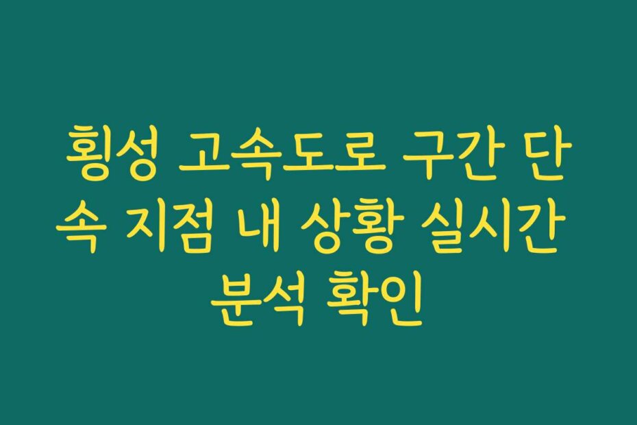 횡성 고속도로 구간 단속 지점 내 상황 실시간 분석 확인