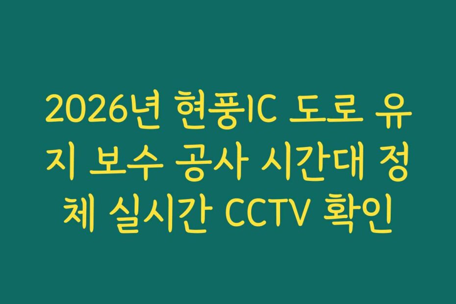 2026년 현풍IC 도로 유지 보수 공사 시간대 정체 실시간 CCTV 확인