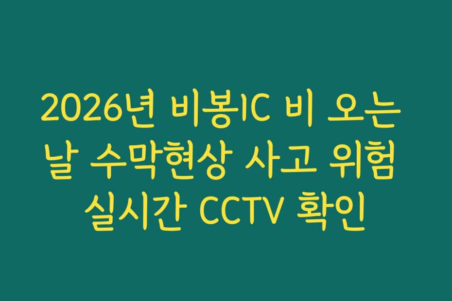 2026년 비봉IC 비 오는 날 수막현상 사고 위험 실시간 CCTV 확인