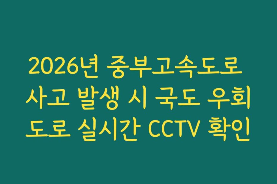 2026년 중부고속도로 사고 발생 시 국도 우회도로 실시간 CCTV 확인