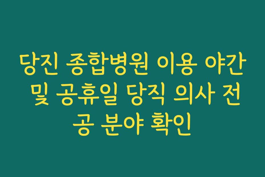당진 종합병원 이용 야간 및 공휴일 당직 의사 전공 분야 확인