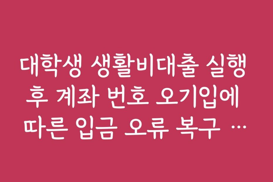 대학생 생활비대출 실행 후 계좌 번호 오기입에 따른 입금 오류 복구 방법