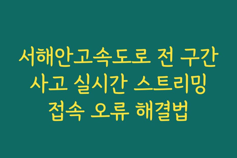 서해안고속도로 전 구간 사고 실시간 스트리밍 접속 오류 해결법