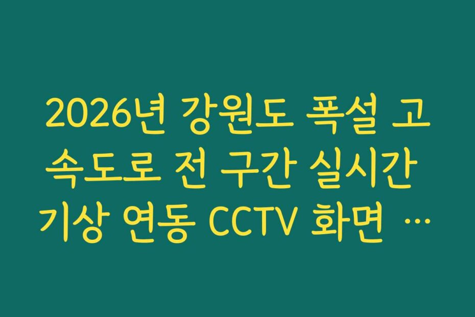 2026년 강원도 폭설 고속도로 전 구간 실시간 기상 연동 CCTV 화면 조회법