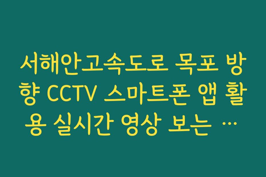 서해안고속도로 목포 방향 CCTV 스마트폰 앱 활용 실시간 영상 보는 방법