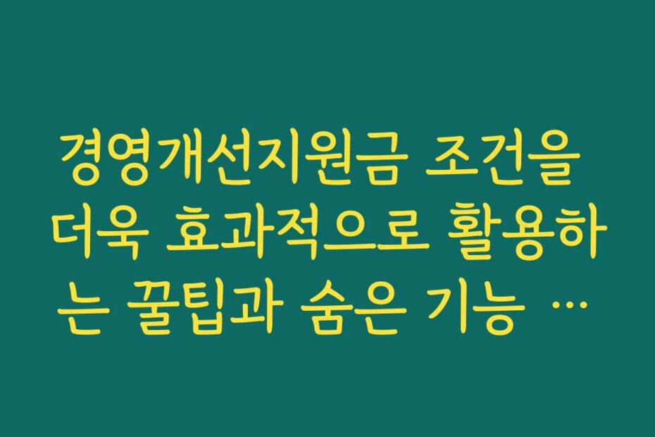 경영개선지원금 조건을 더욱 효과적으로 활용하는 꿀팁과 숨은 기능 소개