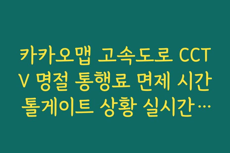 카카오맵 고속도로 CCTV 명절 통행료 면제 시간 톨게이트 상황 실시간 안내 가이드