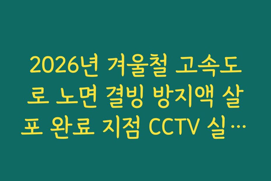 2026년 겨울철 고속도로 노면 결빙 방지액 살포 완료 지점 CCTV 실시간