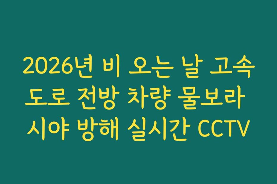 2026년 비 오는 날 고속도로 전방 차량 물보라 시야 방해 실시간 CCTV