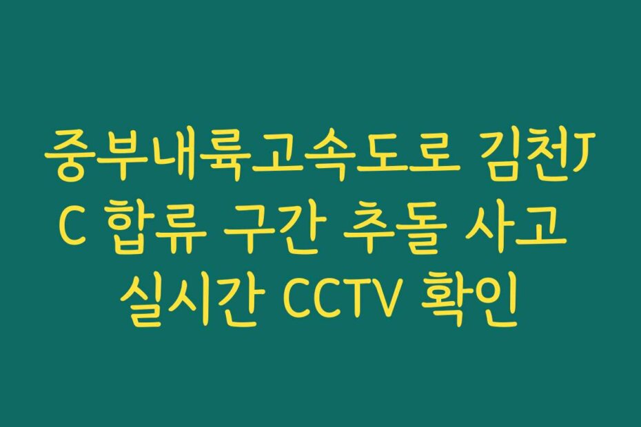 중부내륙고속도로 김천JC 합류 구간 추돌 사고 실시간 CCTV 확인 중부내륙고속도로 김천JC 합류 구간 추돌 사고 실시간 CCTV 확인