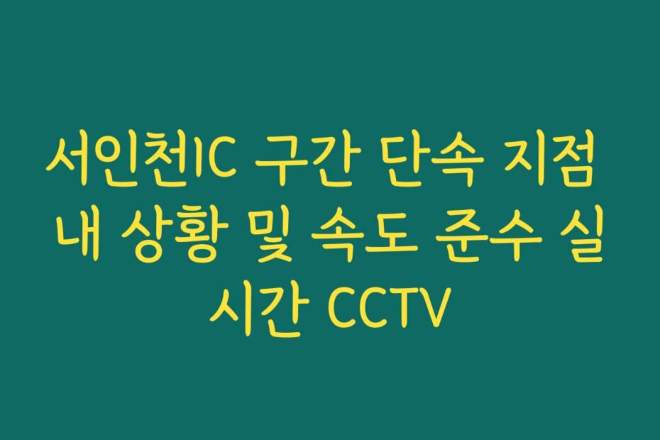 서인천IC 구간 단속 지점 내 상황 및 속도 준수 실시간 CCTV