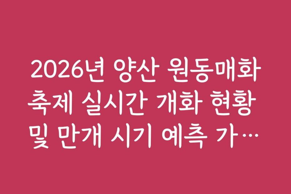 2026년 양산 원동매화축제 실시간 개화 현황 및 만개 시기 예측 가이드