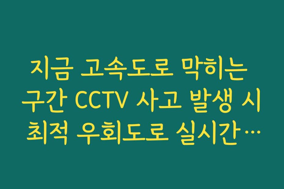 지금 고속도로 막히는 구간 CCTV 사고 발생 시 최적 우회도로 실시간 선택