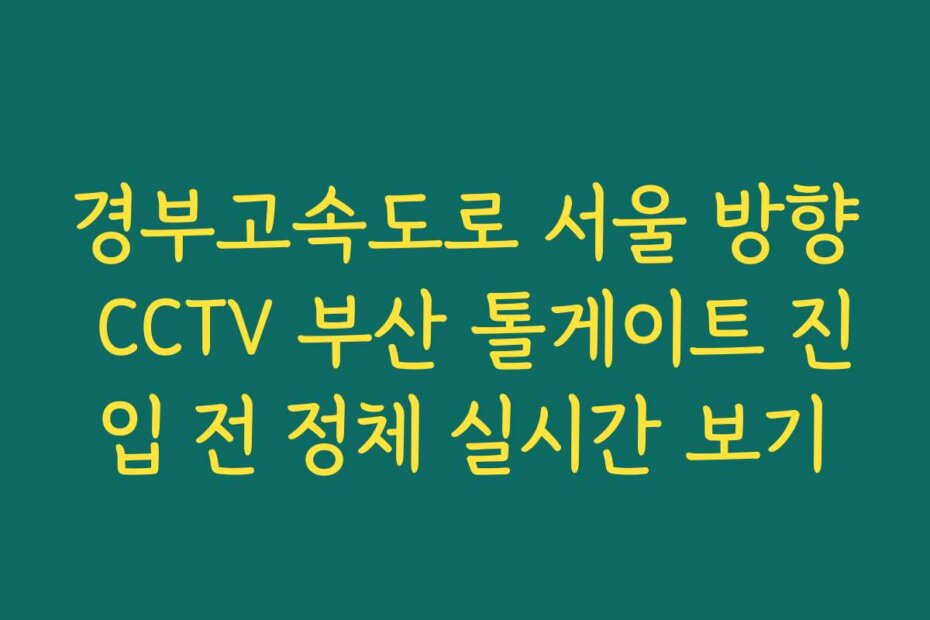 경부고속도로 서울 방향 CCTV 부산 톨게이트 진입 전 정체 실시간 보기