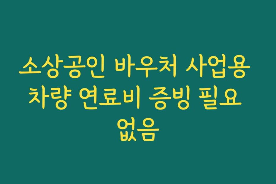 소상공인 바우처 사업용 차량 연료비 증빙 필요 없음