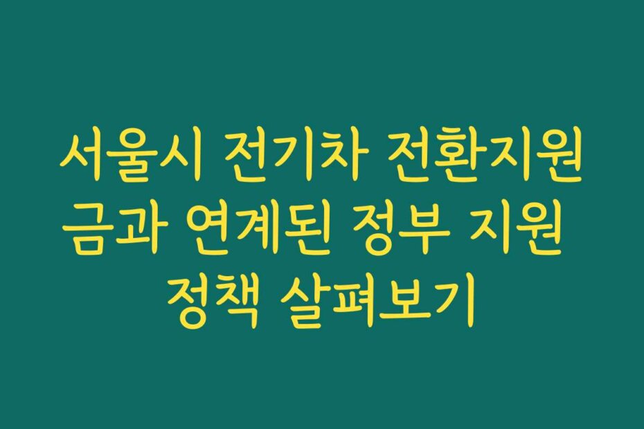 서울시 전기차 전환지원금과 연계된 정부 지원 정책 살펴보기
