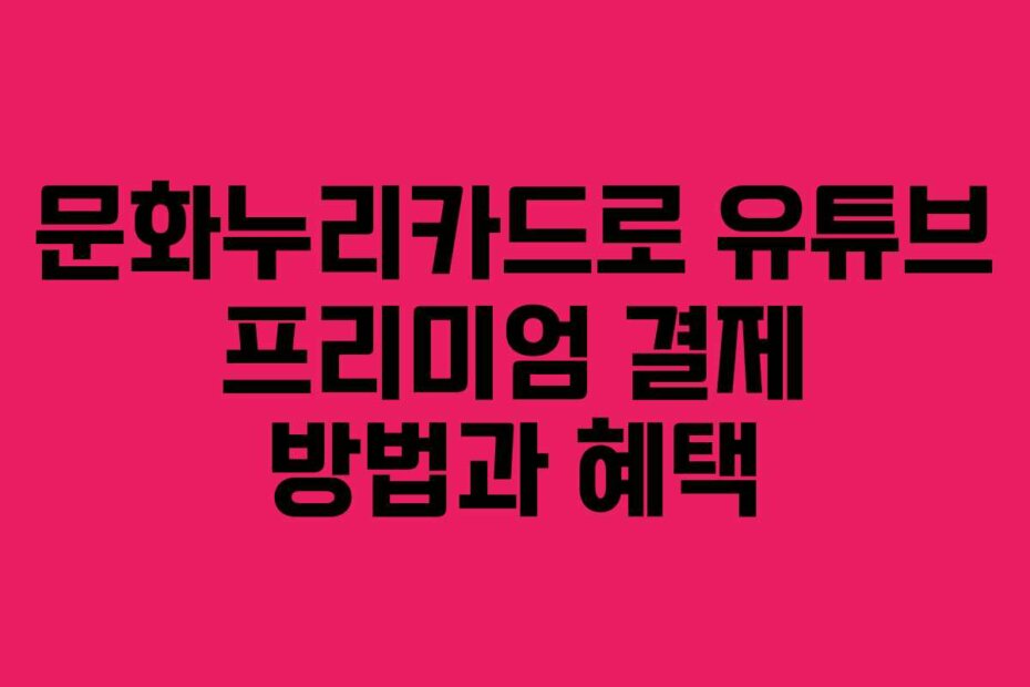 문화누리카드로 유튜브 프리미엄 결제 방법과 혜택