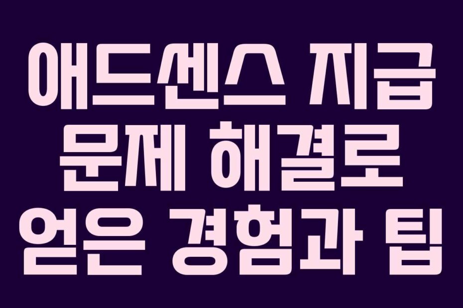 애드센스 지급 문제 해결로 얻은 경험과 팁