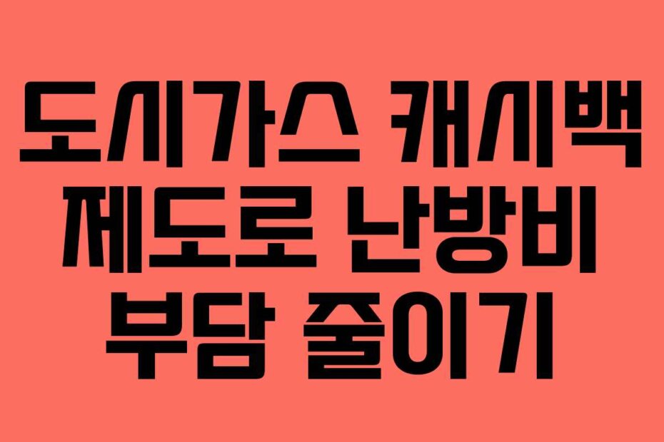 도시가스 캐시백 제도로 난방비 부담 줄이기 도시가스 캐시백 제도로 난방비 부담 줄이기