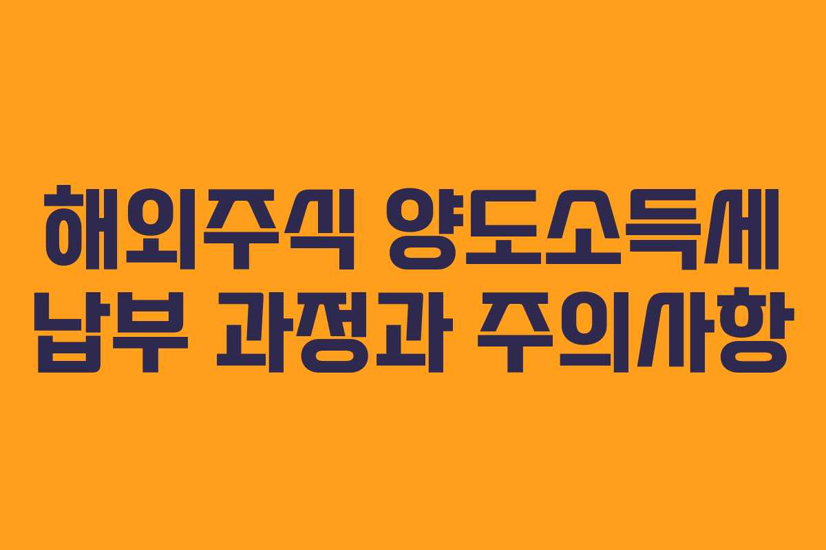 해외주식 양도소득세 납부 과정과 주의사항