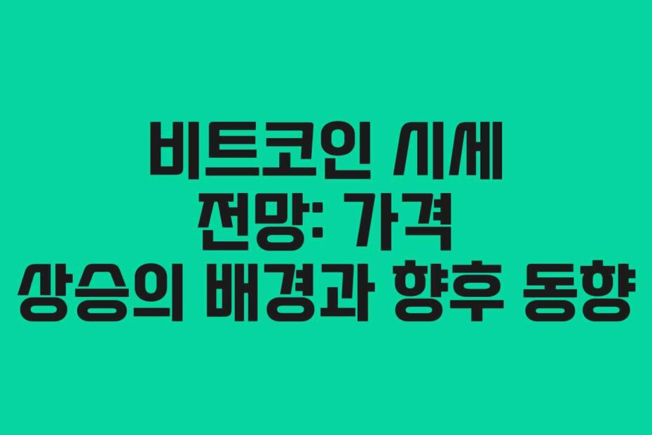 비트코인 시세 전망: 가격 상승의 배경과 향후 동향