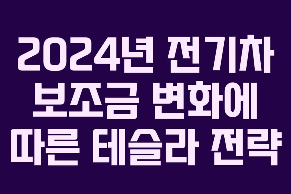 2024년 전기차 보조금 변화에 따른 테슬라 전략