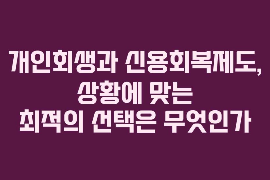 개인회생과 신용회복제도, 상황에 맞는 최적의 선택은 무엇인가