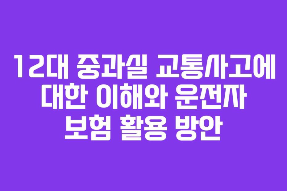 12대 중과실 교통사고에 대한 이해와 운전자 보험 활용 방안