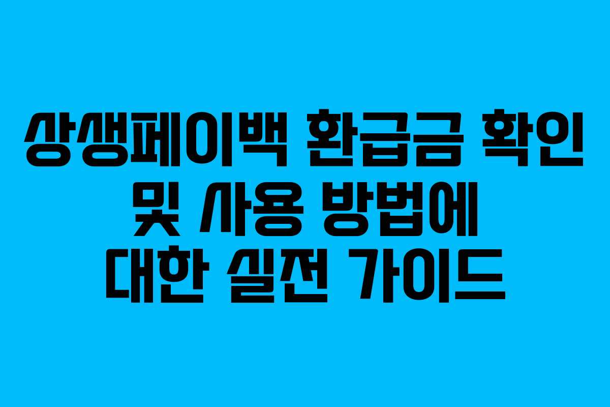 상생페이백 환급금 확인 및 사용 방법에 대한 실전 가이드