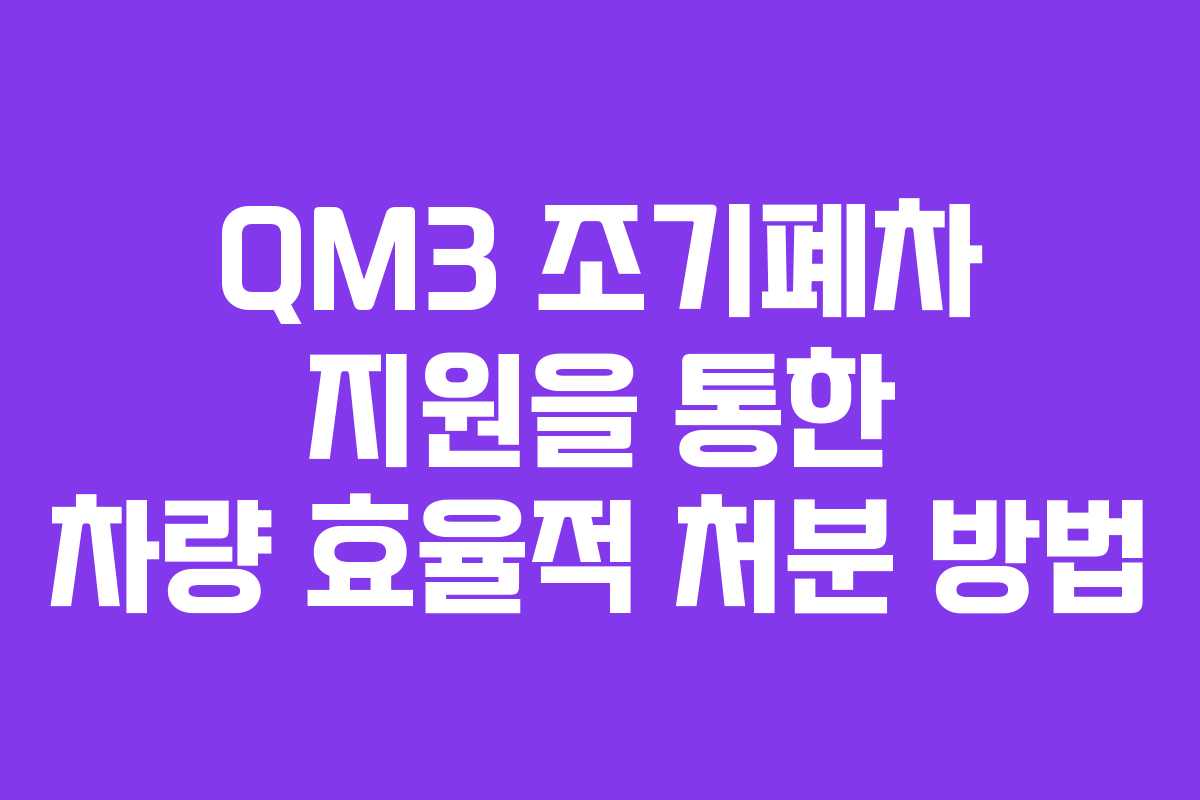 QM3 조기폐차 지원을 통한 차량 효율적 처분 방법