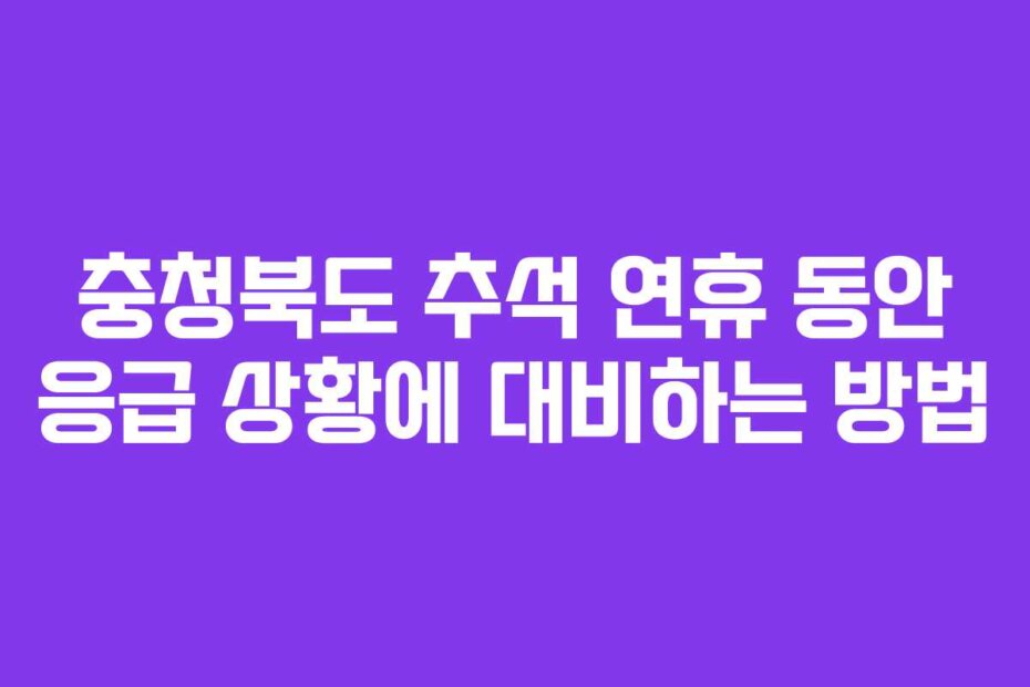 충청북도 추석 연휴 동안 응급 상황에 대비하는 방법