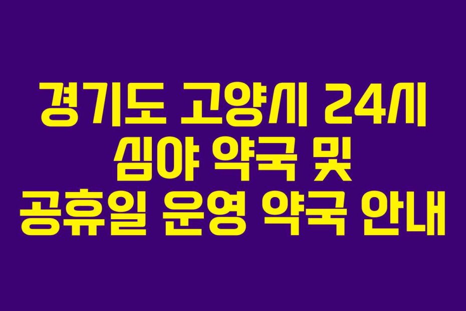 경기도 고양시 24시 심야 약국 및 공휴일 운영 약국 안내