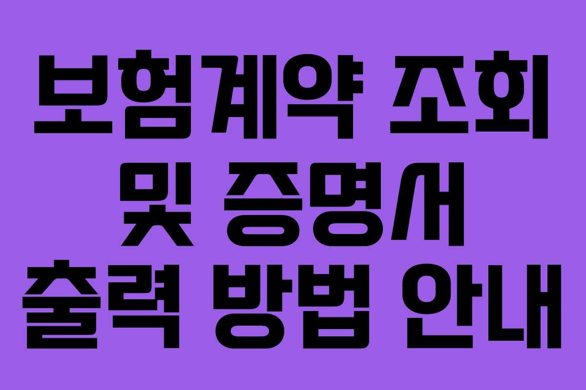 보험계약 조회 및 증명서 출력 방법 안내