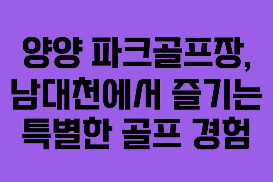 양양 파크골프장, 남대천에서 즐기는 특별한 골프 경험