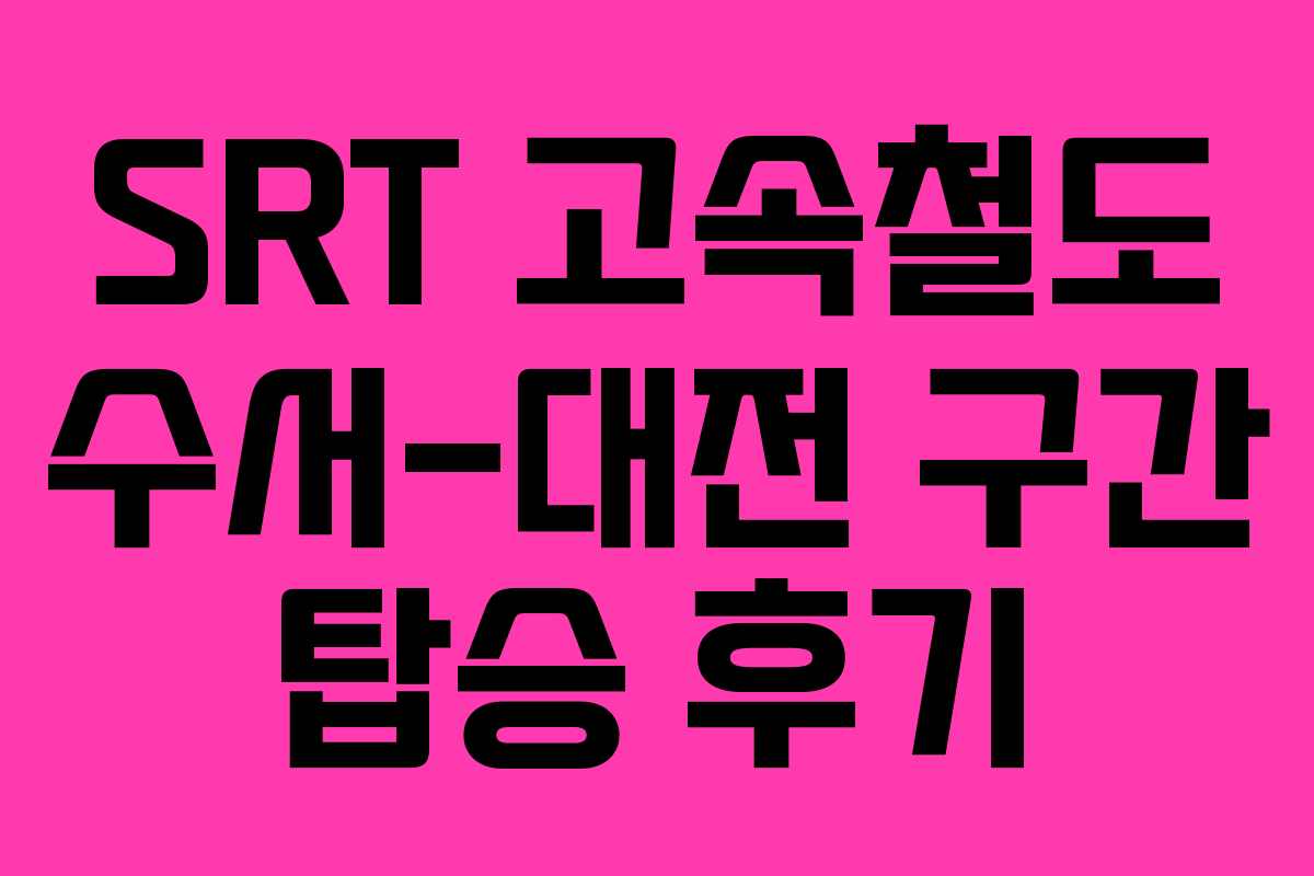 SRT 고속철도 수서-대전 구간 탑승 후기