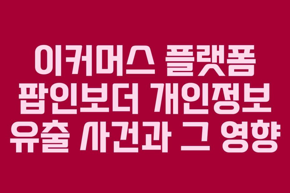 이커머스 플랫폼 팝인보더 개인정보 유출 사건과 그 영향