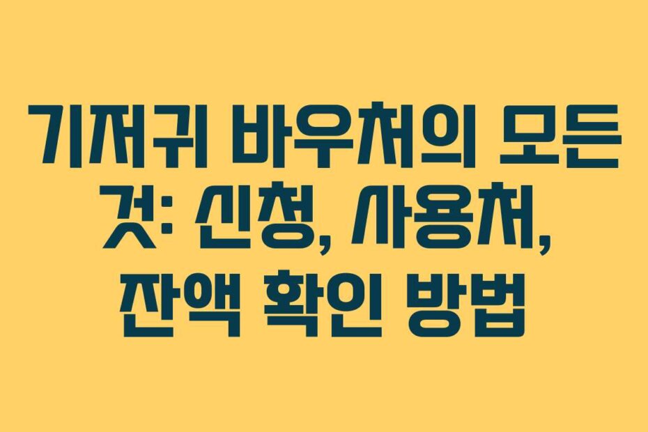 기저귀 바우처의 모든 것: 신청, 사용처, 잔액 확인 방법