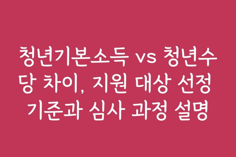 청년기본소득 vs 청년수당 차이, 지원 대상 선정 기준과 심사 과정 설명
