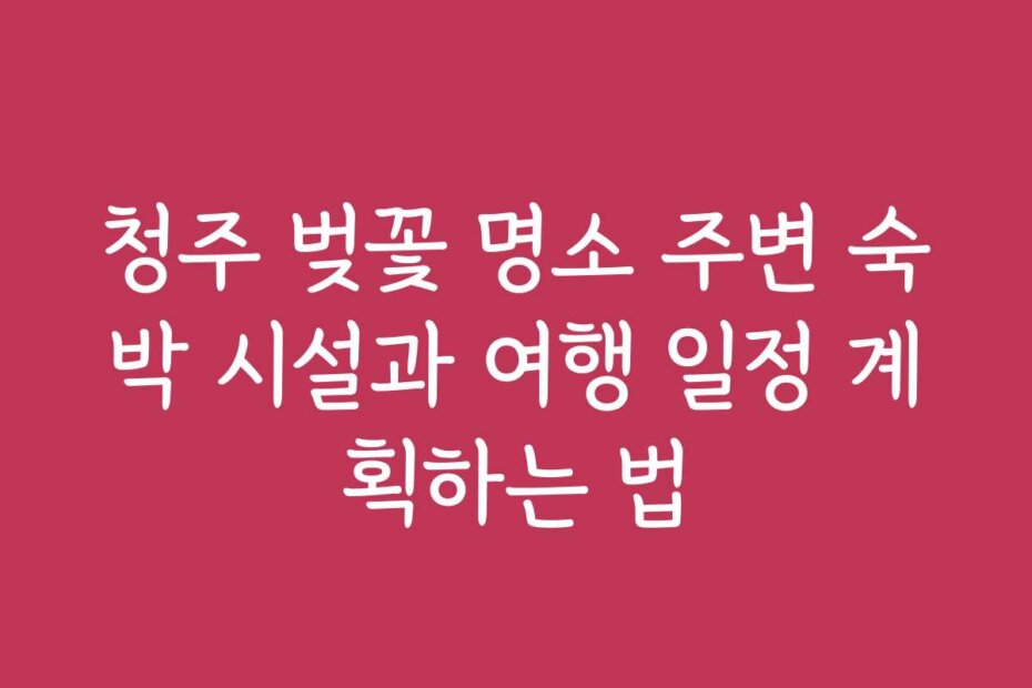 청주 벚꽃 명소 주변 숙박 시설과 여행 일정 계획하는 법
