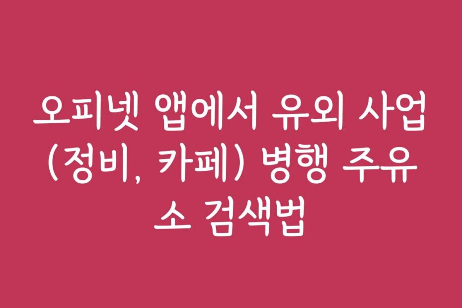 오피넷 앱에서 유외 사업(정비, 카페) 병행 주유소 검색법