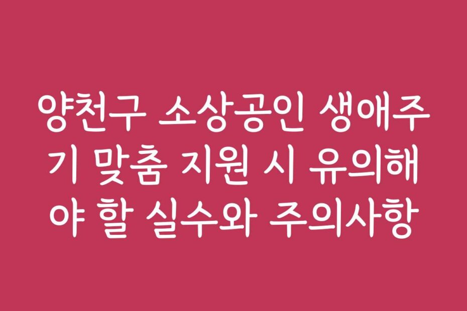 양천구 소상공인 생애주기 맞춤 지원 시 유의해야 할 실수와 주의사항